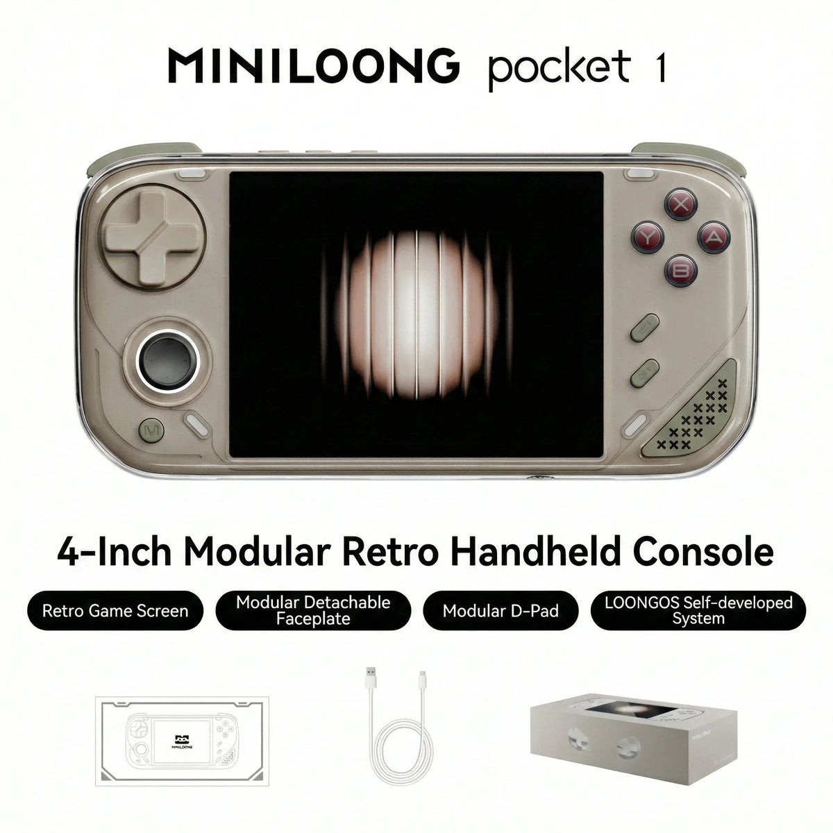 Consola de juegos portátil MINILOONG POCKET 1, pantalla IPS de 4'', salida HD, sistemas de código abierto, actualizaciones OTA, sistema operativo LOONG, nueva consola POCKET1
