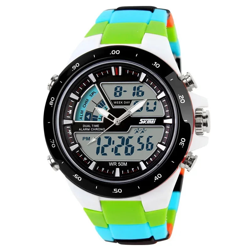 Reloj deportivo para hombre Skmei 1016, reloj de pulsera de moda casual, despertador, resistente al agua, militar, cronógrafo, con doble pantalla.