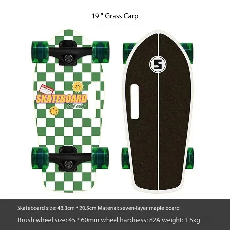 Mini monopatín portátil de 19 pulgadas, monopatín completo de arce, tabla de patín Drift Cruiser de alta velocidad para niños, adultos, principiantes, perro mascota