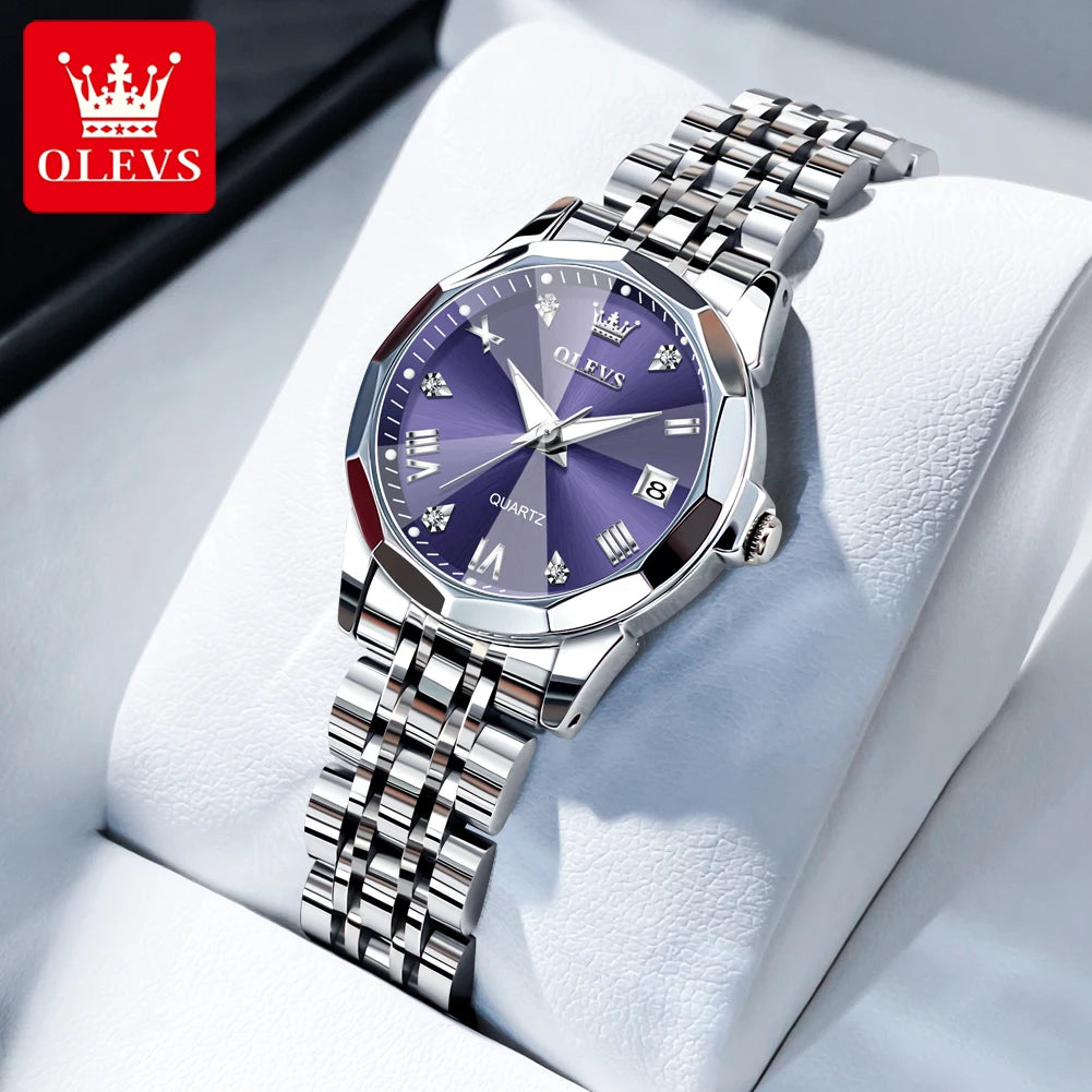 Reloj OLEVS 9931 para mujer, elegante reloj de cuarzo cuadrado original, resistente al agua, luminoso, con fecha automática, regalo para dama