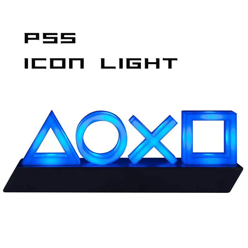 Nueva Lámpara de Iconos de Juego para PS4/PS5 con Control por Voz, Lámpara LED Decorativa, Soporte de Lámpara Colorido, Luces Nocturnas de Ambiente para Mesa
