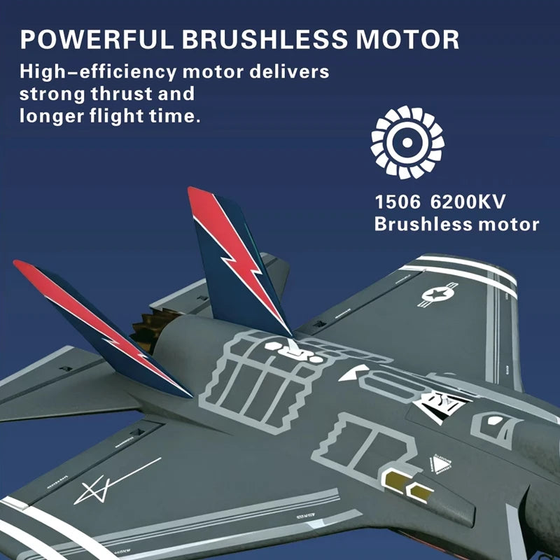 Avión RC F‑35 Lightning Ventilador de conducto 40MM EPP duradero Sistema giroscópico de 6 ejes Vuelo acrobático con un clic 2.4G Planeador 4CH RTF