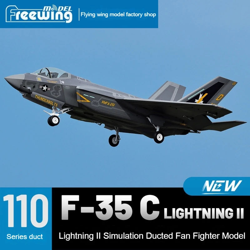 Avión RC Freewing F-35 C Lightning II de 110 cm de envergadura, ala fija eléctrica con ventilador canalizado de 110 mm, modelo de caza F-35C
