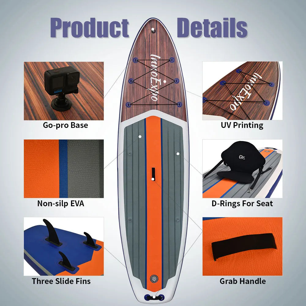 InnoExpo Tabla de Paddle Surf Inflable de 350*89*15cm, Tabla de Surf SUP Antideslizante para Deportes Acuáticos, Tabla de Paddleboard ISUP