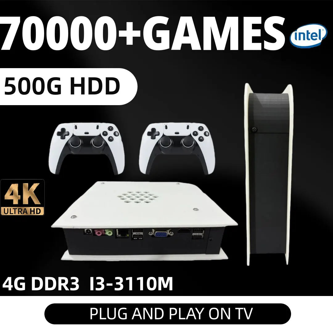 4G Ram Retro Game Console 500G/1T Rom M15 Batocera and Win11 I3-3110M 70000+Games For Wii PS2 PSP NGC N64 Play&Plug On TV