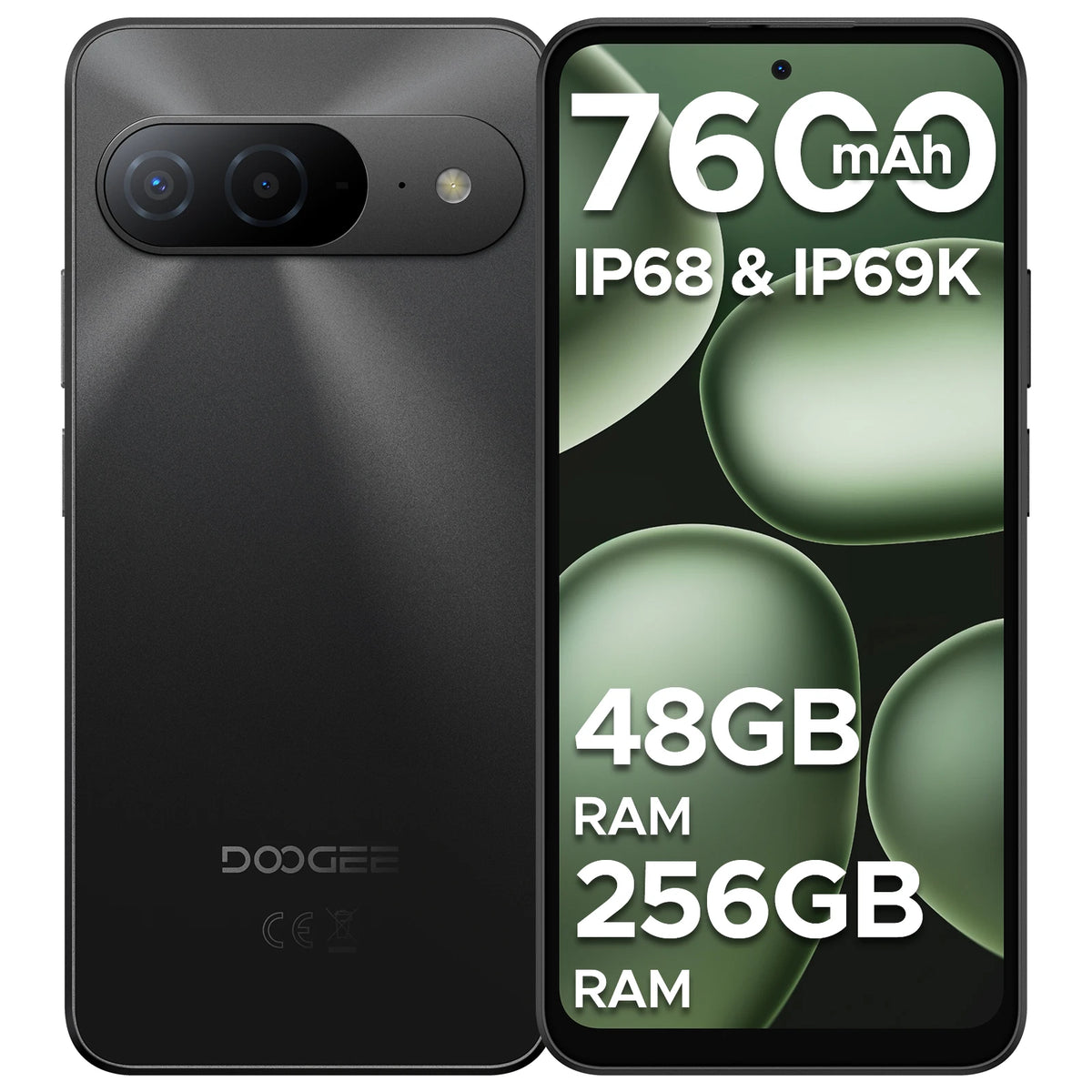 Smartphone DOOGEE B10 Android 16 48GB+256GB IP68 Pantalla FHD de 6,63” 120Hz Helio G100 Batería grande de 7600mAh Cámara de 64MP Teléfono móvil