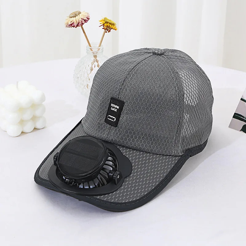 Gorra de béisbol con ventilador solar recargable por USB, gorra de malla con protección solar para verano, ideal para pesca, camping y deportes al aire libre