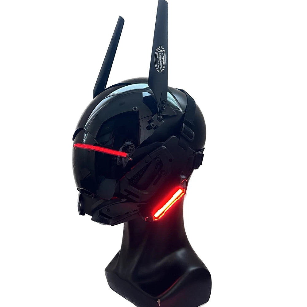 Máscara Cyberpunk Led rojo Mech Cosplay espectáculo de escenario ciencia ficción adulto regalo de fiesta de Halloween
