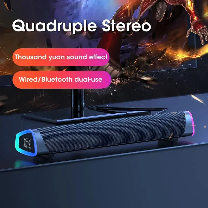 Barra de sonido de 2,1 canales con subwoofer, sistema de altavoces Bluetooth 5.0 para TV/PC, audio HD de graves estéreo alimentado por USB para computadora portátil/Macbook