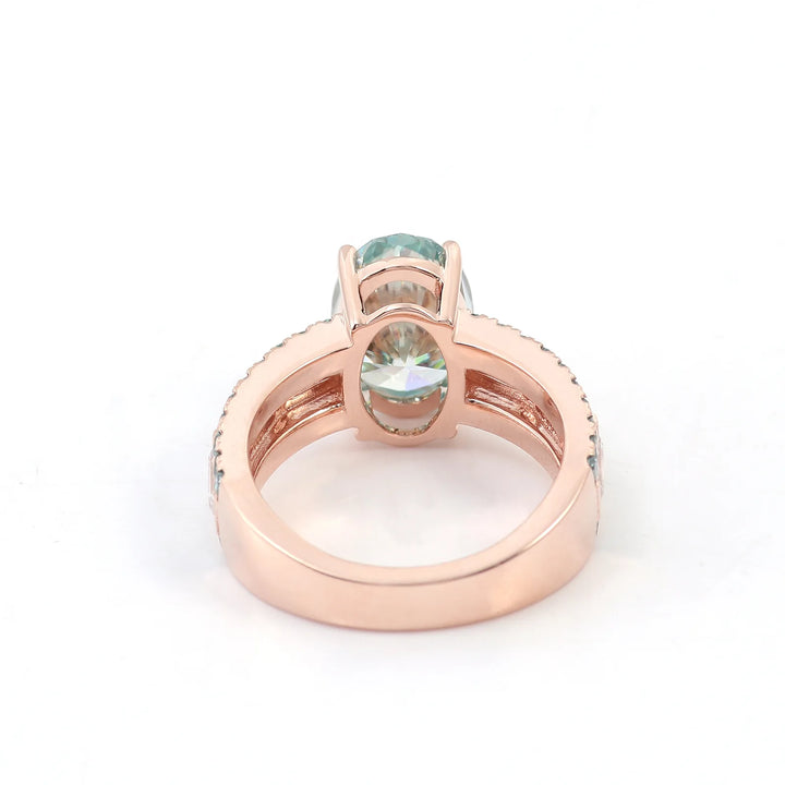 Anillo de Diamante Moissanita Verde de 4.5ctw, Anillos de Oro PT950 14K 18K de Lujo Personalizados MUSHAN, Joyería para Mujer, Anillo de Boda y Novia