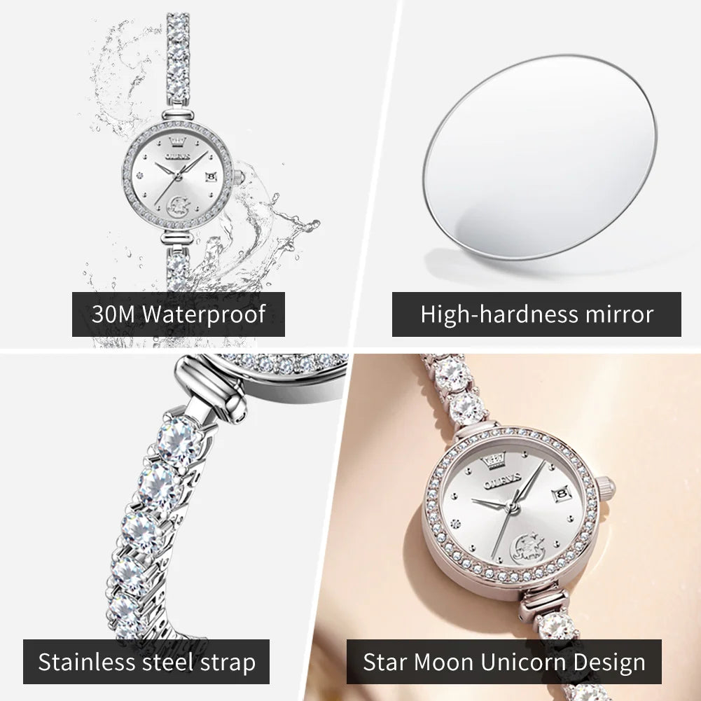 OLEVS 2998 Brand Original Authentic Watch for Woman Gift Box Bracelet Simple Quartz Women's Watch