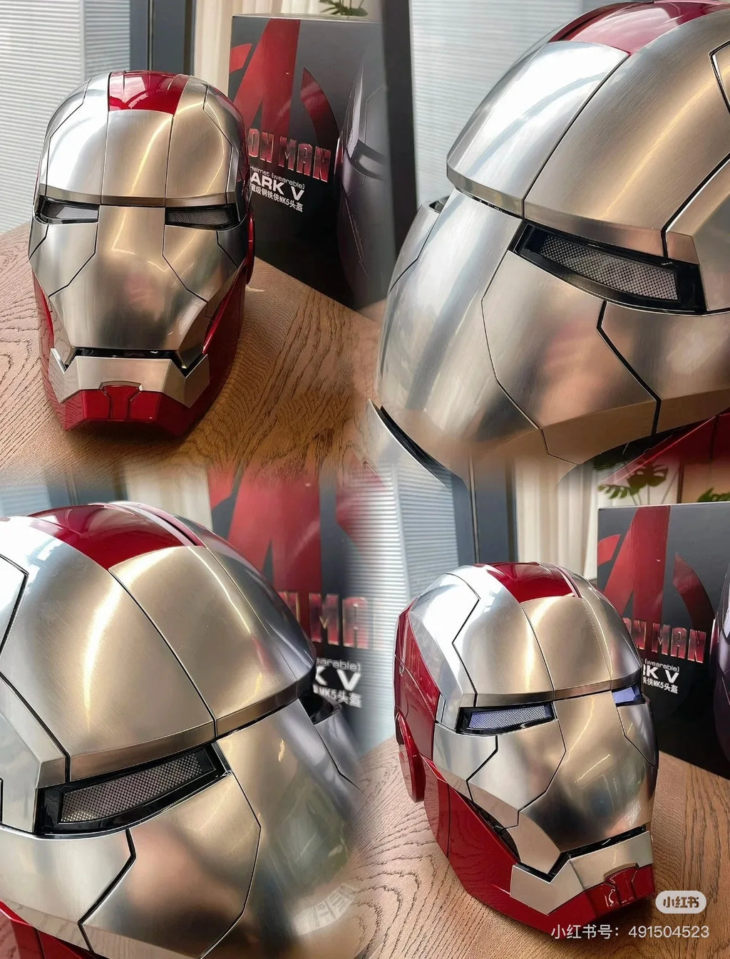 Casco de Iron Man Mk5, Casco de Bumblebee Optimus Prime, Casco Usable 1:1, Máscara con Control por Voz, Figura de Acción, Base Bluetooth, Ojos con Luz