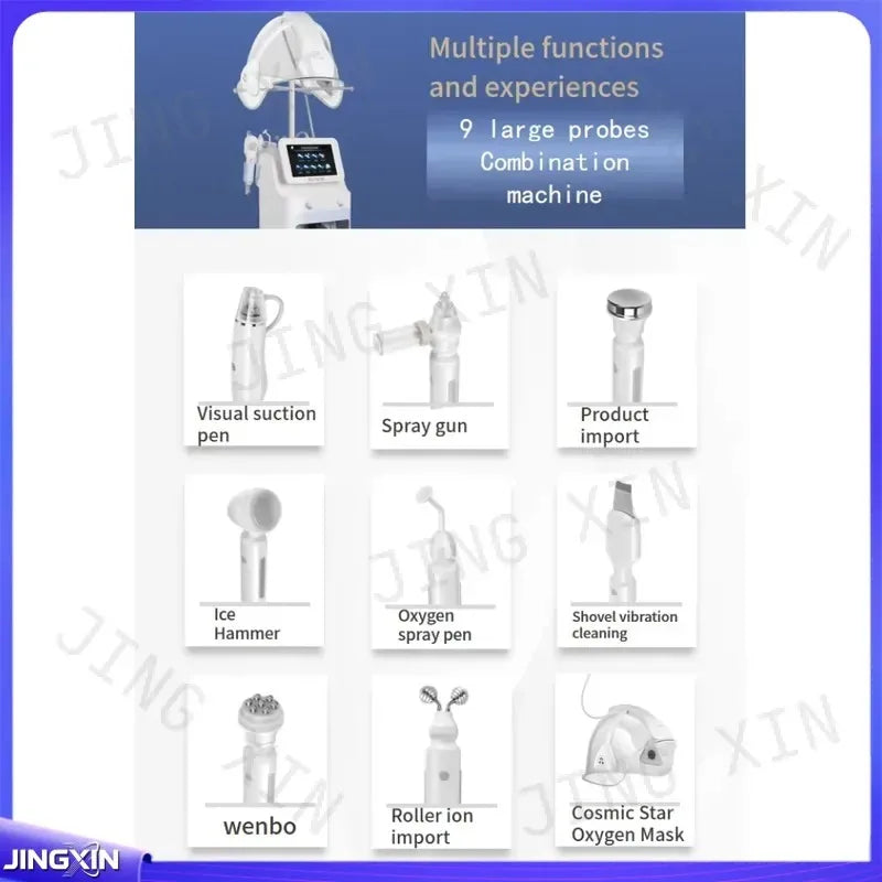 Máquina de hidrodermoabrasión 9 en 1, dispositivo profesional para el cuidado de la piel del rostro, instrumento de belleza para limpieza, ideal para salones de belleza.