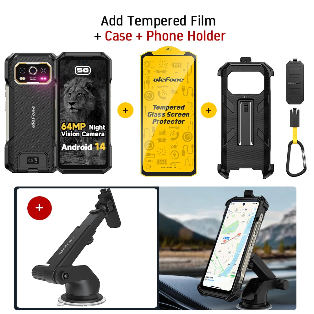 Teléfono resistente Ulefone Armor 27 Pro 5G, smartphone de 10600mAh, Android 14, cámara de visión nocturna de 50MP+64MP, hasta 24GB+256GB, NFC
