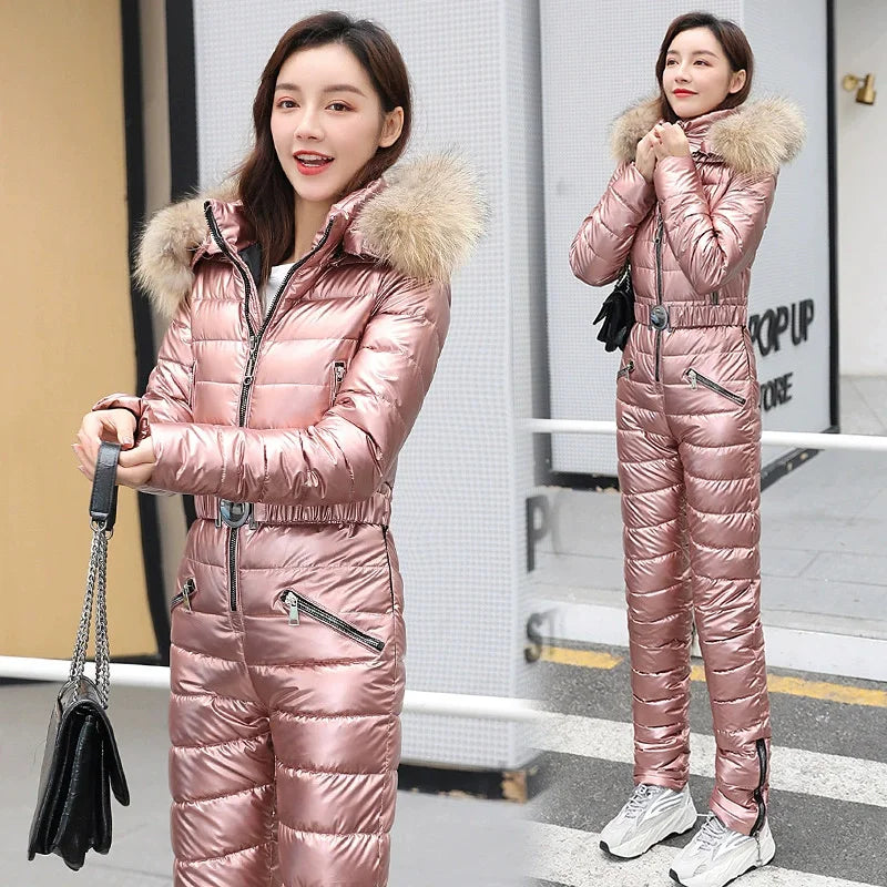 Traje de esquí de una pieza para mujer, monos gruesos de Snowboard para mujer, ropa transpirable impermeable a prueba de viento para invierno, traje de esquí 2026