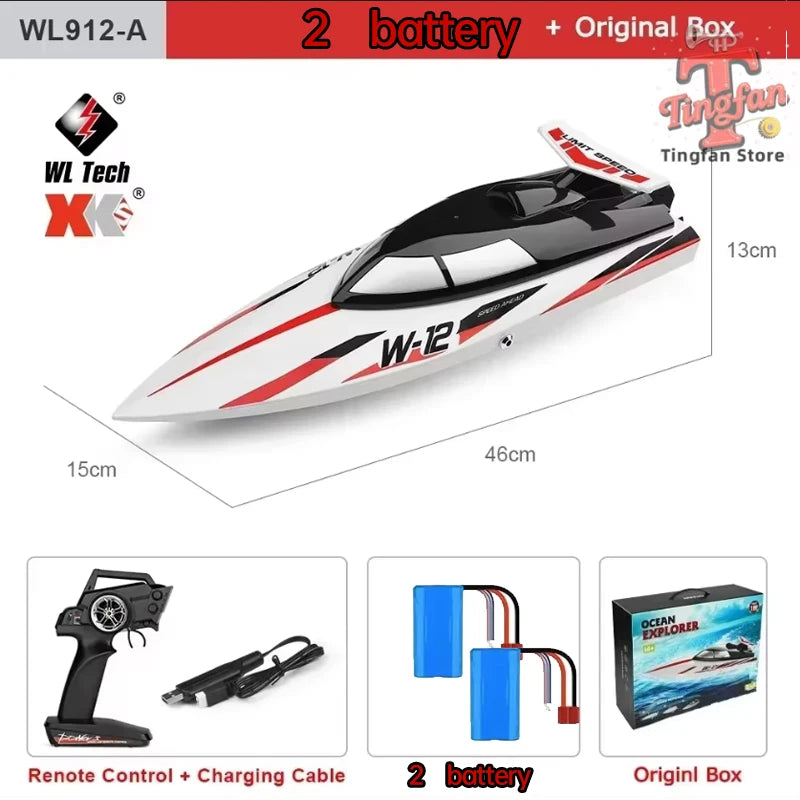 Lancha teledirigida WLtoys WL916 WL912-A de 2.4 GHz, 55 km/h, lancha de carreras de alta velocidad sin escobillas, juguete de lancha rápida con control remoto de 2200 mAh para niños