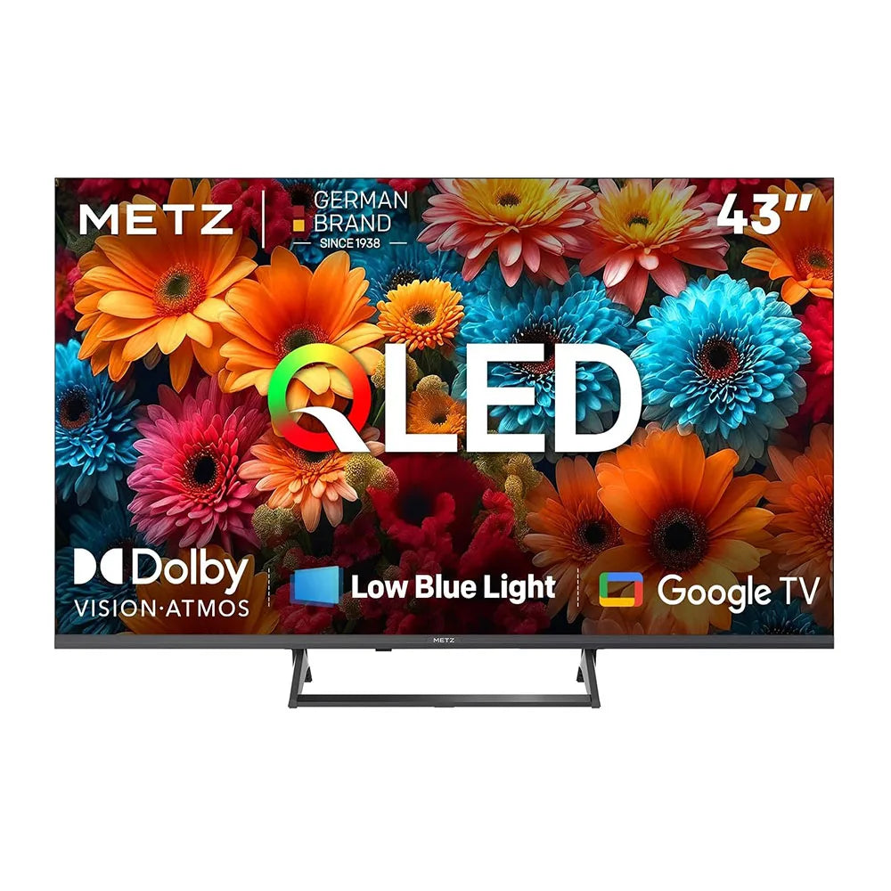 Metz Qled 43 Inches 4K Smart Led Tv Google Tele Hdr 10 Memc Dbx Dolby Atmos Game Hub Eyecare Tuner 2025 43Mqf7500Z