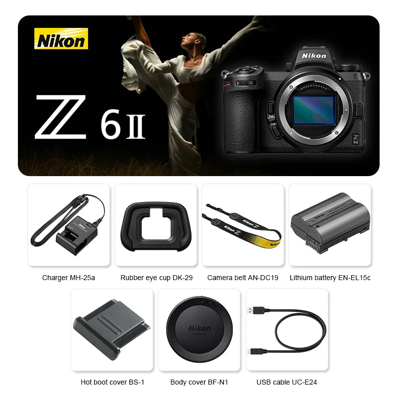 【NUEVO】Cámara Nikon sin espejo Z6II, cámara digital de fotograma completo, cámara de video 4K UHD de 24.5MP para fotografía y videoblogs