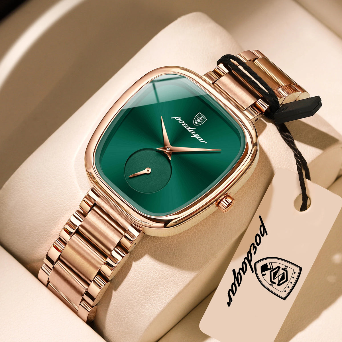 Reloj de pulsera elegante de lujo para mujer POEDAGAR, resistente al agua, de acero inoxidable, reloj de cuarzo sencillo de alta calidad para dama