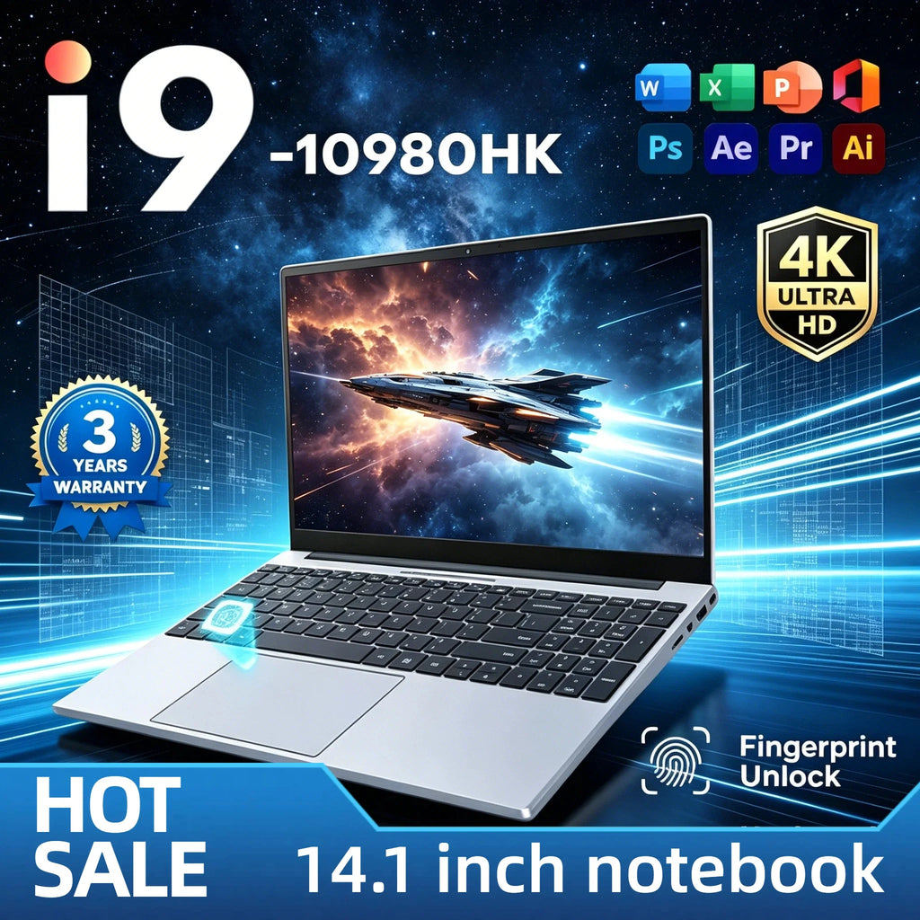 Portátil profesional de 14,1 pulgadas Intel Core i9 10980HK, 8 núcleos 16 hilos, 2,4 - 5,3 GHz, 16 MB, 45 W, 32 GB RAM, 2 TB SSD M.2, portátil para juegos y oficina, rápido, nuevo