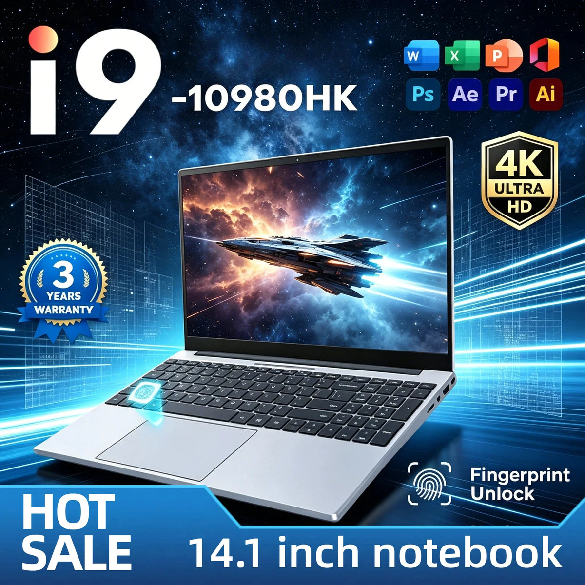 Portátil profesional de 14,1 pulgadas Intel Core i9 10980HK, 8 núcleos 16 hilos, 2,4 - 5,3 GHz, 16 MB, 45 W, 32 GB RAM, 2 TB SSD M.2, portátil para juegos y oficina, rápido, nuevo