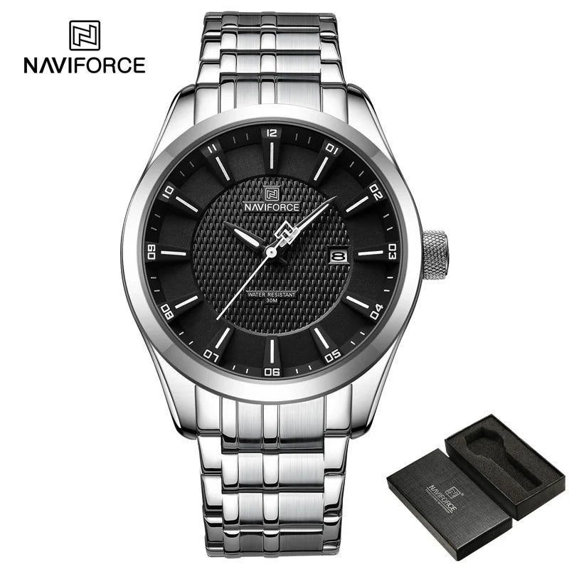 Reloj de pulsera para hombre NAVIFORCE, marca de lujo, fecha automática, reloj de negocios para hombre, acero inoxidable, deportivo, militar, reloj original para hombre 8032