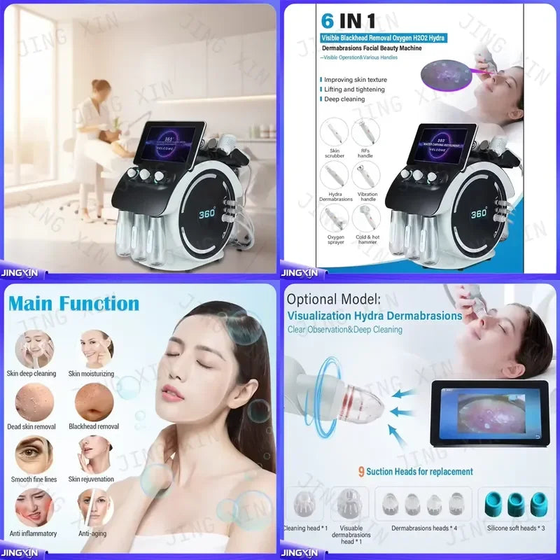 Máquina coreana 6 en 1 de hidrodermoabrasión, microdermoabrasión con punta de diamante, cepillo de limpieza facial, dispositivo para el cuidado de la piel y lifting facial