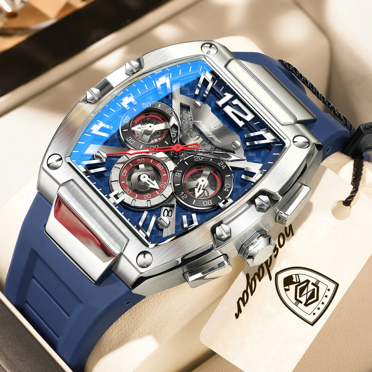 POEDAGAR Top Fashion Men Watch Luminous Waterproof Date Sports Man Clock Chronograph Silicone Quartz Casual Men's Watches Reloj