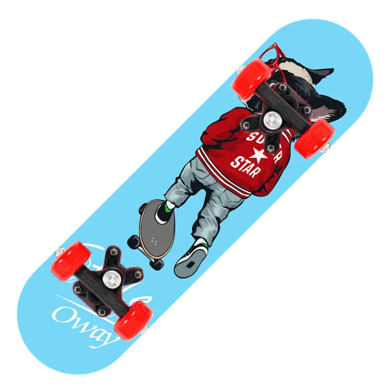 Nuevo monopatín de cuatro ruedas de dibujos animados para niños, patinetas para principiantes, plataforma de madera de arce, patineta para exteriores, monopatín de doble balancín