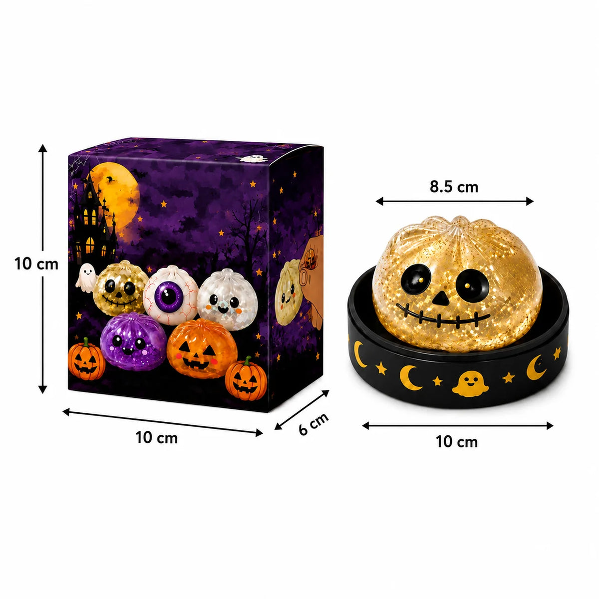 Juguete Antiestrés de 5.5cm/8.5cm con Forma de Fantasma de Halloween, Squishy de Presión de Ascenso Lento para Niños y Adultos, Regalo Antiansiedad