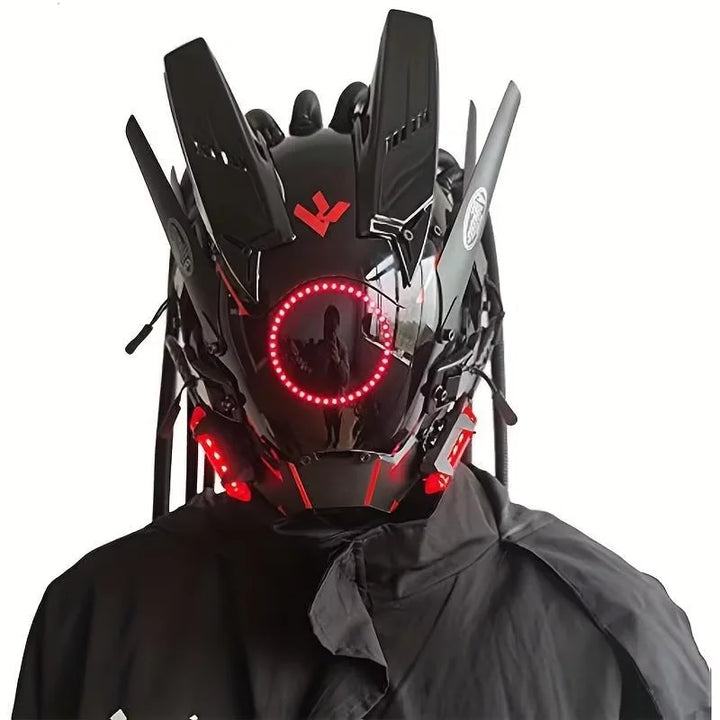 Máscara de casco LED recargable, cubierta facial iluminada futurista para fiesta de Cosplay Rave, equipo ajustable programable RGB