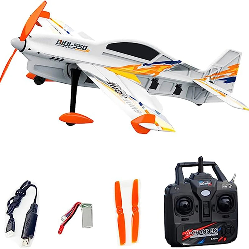 QIDI-550 Avión RC 3D Apertura de 500 mm Acrobacias colgantes de una tecla con giroscopio de 6 ejes Control de vuelo resistente al viento Avión RTF