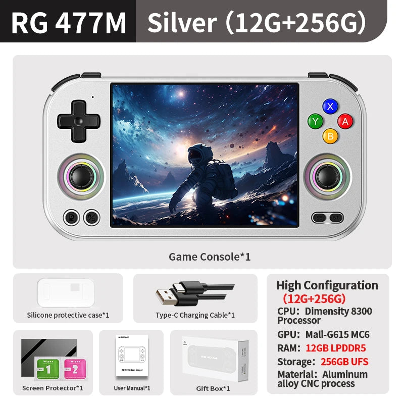 Consola de Juegos Retro Portátil Anbernic RG477M, Pantalla LTPS In-Cell de 4.7 Pulgadas y 1280*960, Android 14, Aluminio CNC, Batería de 5300 mAh, Reproductor de Juegos Portátil