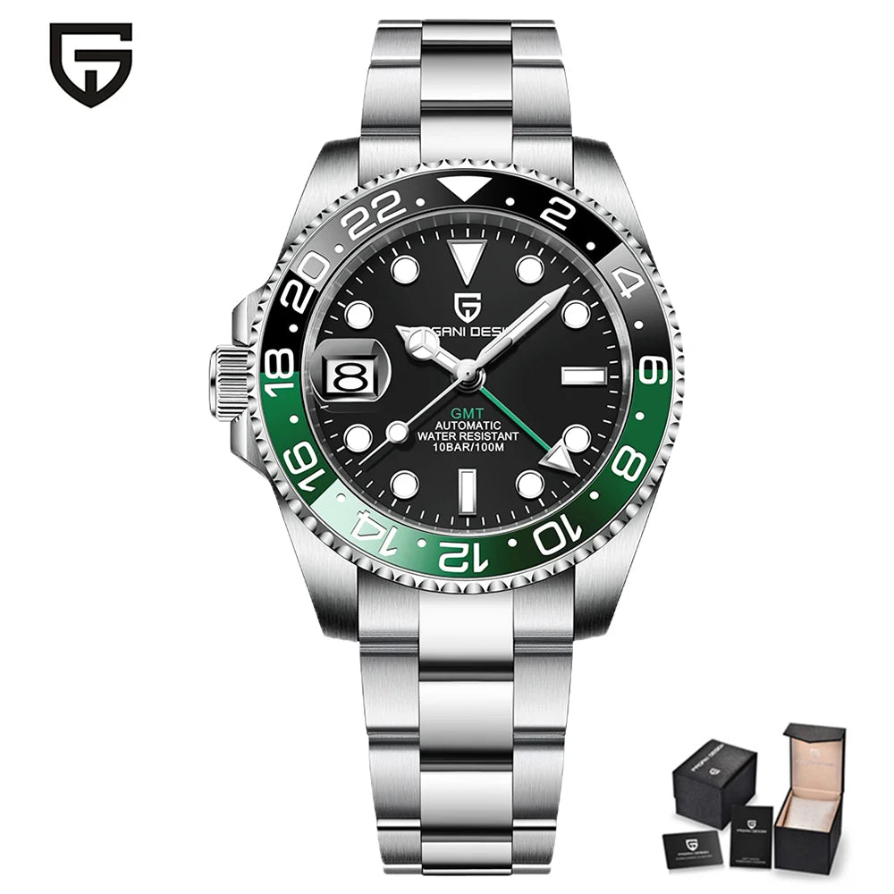 Nuevo reloj mecánico automático para hombre Pagani Design V2 de 40 mm, reloj GMT de acero inoxidable con cristal de zafiro, reloj deportivo de marca superior para hombre