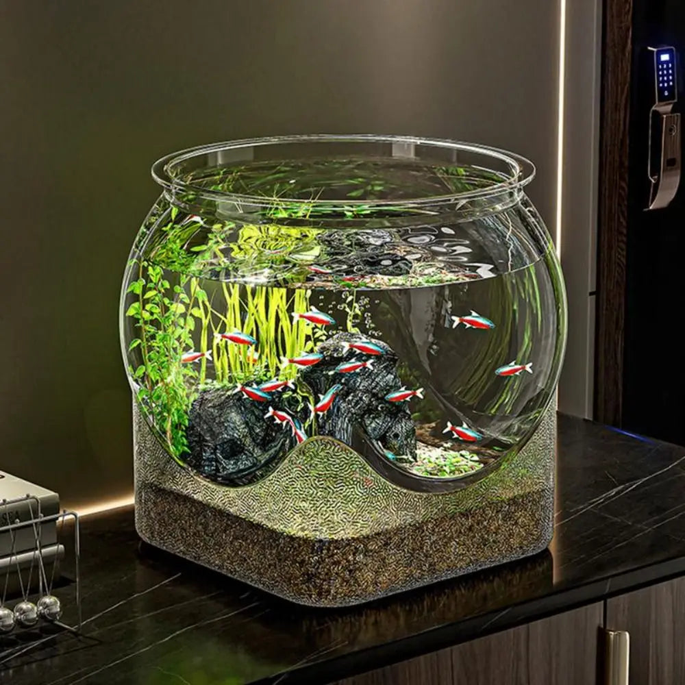 Nueva pecera transparente resistente a caídas, mejora la experiencia visual, acuario de escritorio, decoración redonda y duradera para peces ornamentales