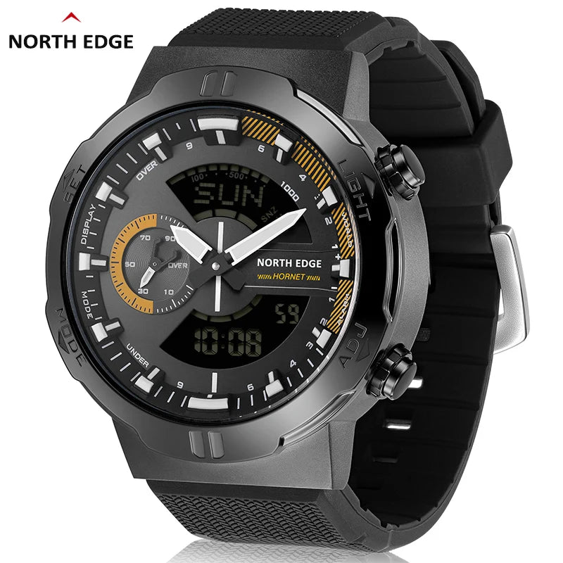 Reloj digital para hombre NORTH EDGE 2022 HORNET, reloj deportivo para correr y ciclismo, resistente al agua 50M, hora mundial, velocidad, iluminador, reloj de pulsera