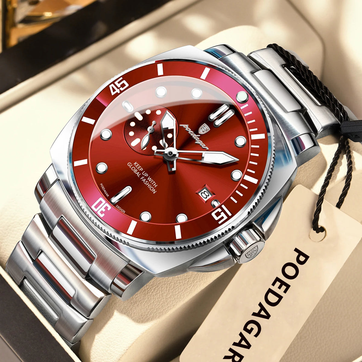 Reloj POEDAGAR de lujo para hombre, moderno, resistente al agua, con fecha, luminoso, de acero inoxidable, reloj de cuarzo para negocios y deportes