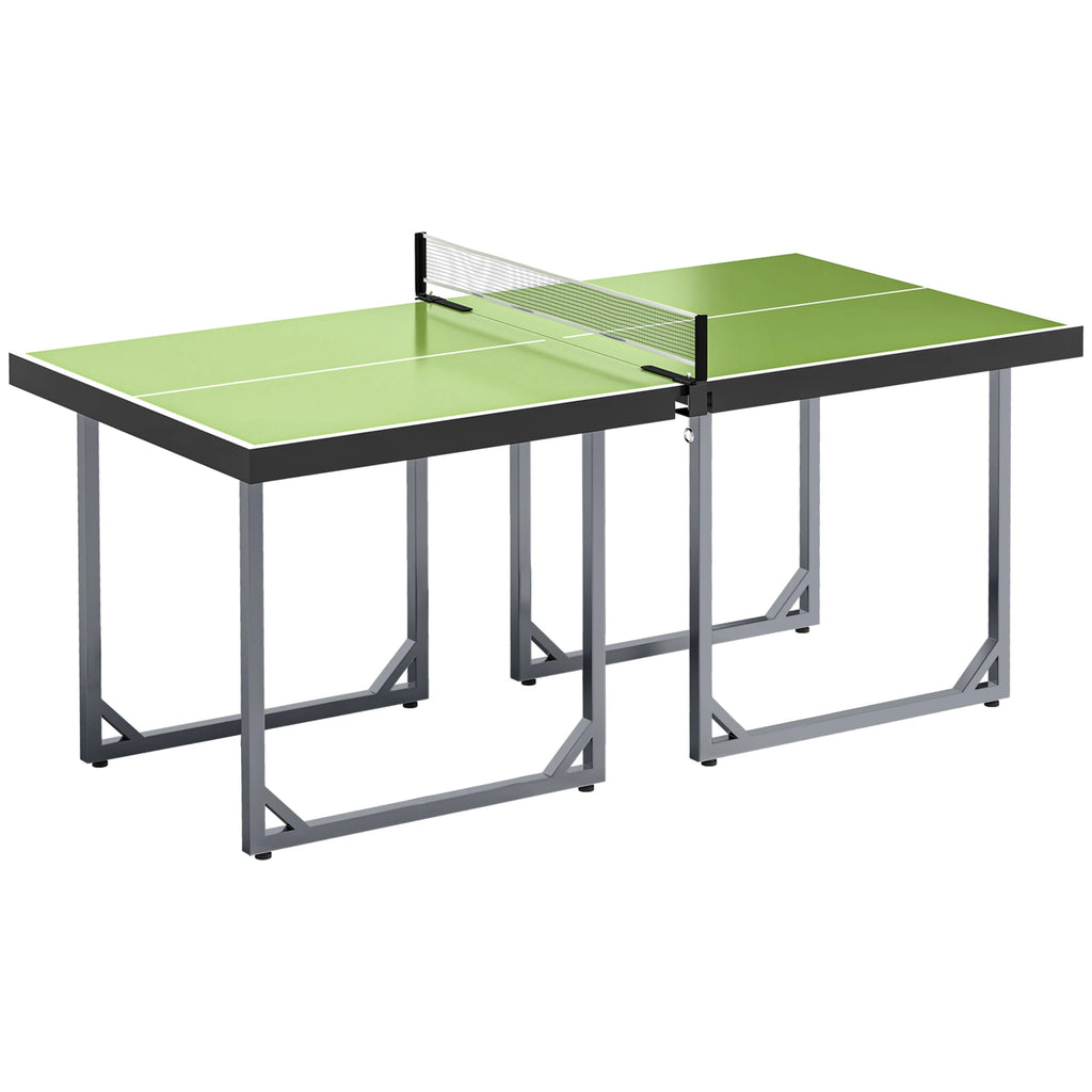 HOMCOMMesa de Ping-Pong Plegable con Red y Marco de Acero Fácil de Transportar para Interior y Exterior 182x91x76 cm Verde