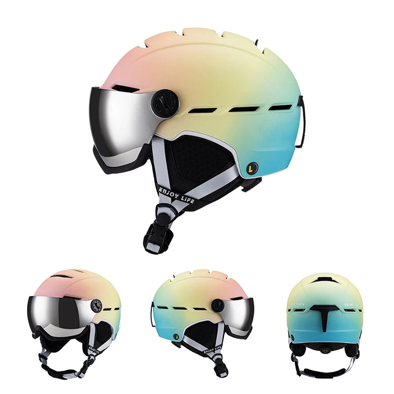 Casco de Esquí Cálido Todo en Uno Seguro y Transpirable Horntour 2027, Cómodo para Deportes al Aire Libre, Nieve, Motocicleta y Esquí para Hombres y Mujeres