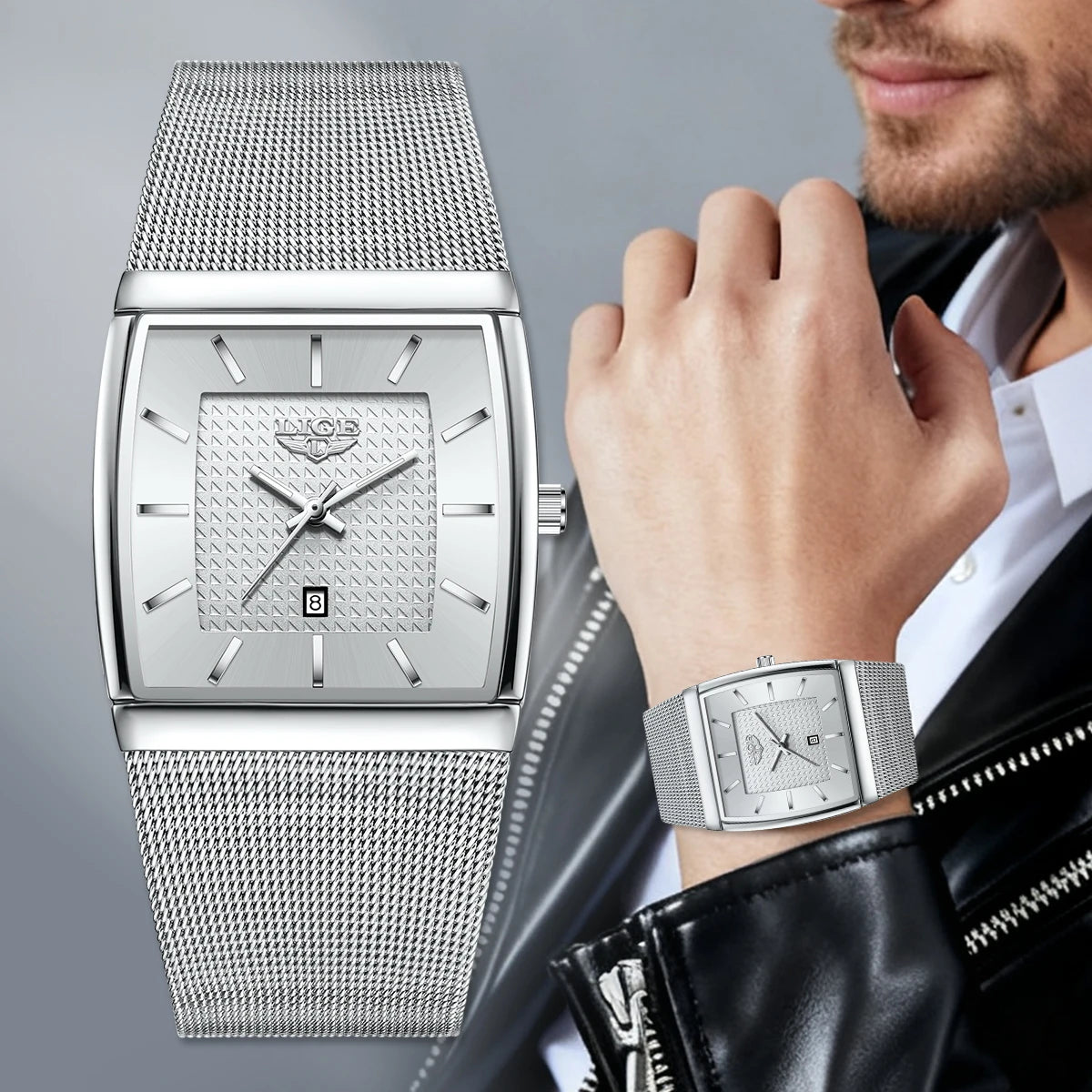 Reloj de pulsera de cuarzo LIGE, de lujo, duradero y preciso para hombre, luminoso, resistente al agua, con fecha automática, reloj de moda para negocios