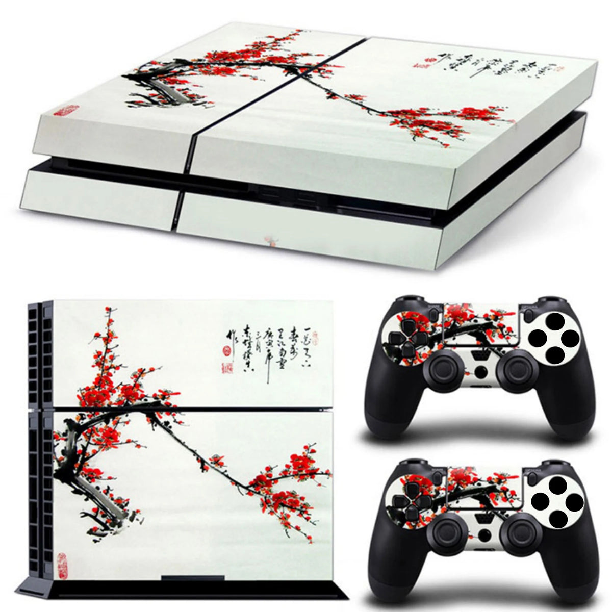 Adhesivo protector de vinilo compatible con consola PS4 y 2 mandos, funda extraíble