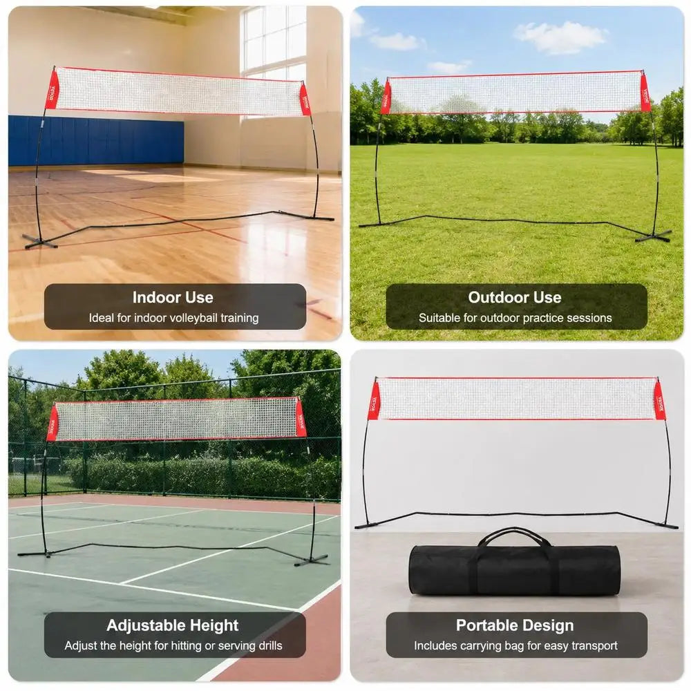 Red de voleibol, red de voleibol ajustable en altura, 4,3 x 2,3-2,4 m, red de voleibol portátil para playa, red de voleibol plegable con pelota de voleibol y bolsa de transporte, para jardín, playa
