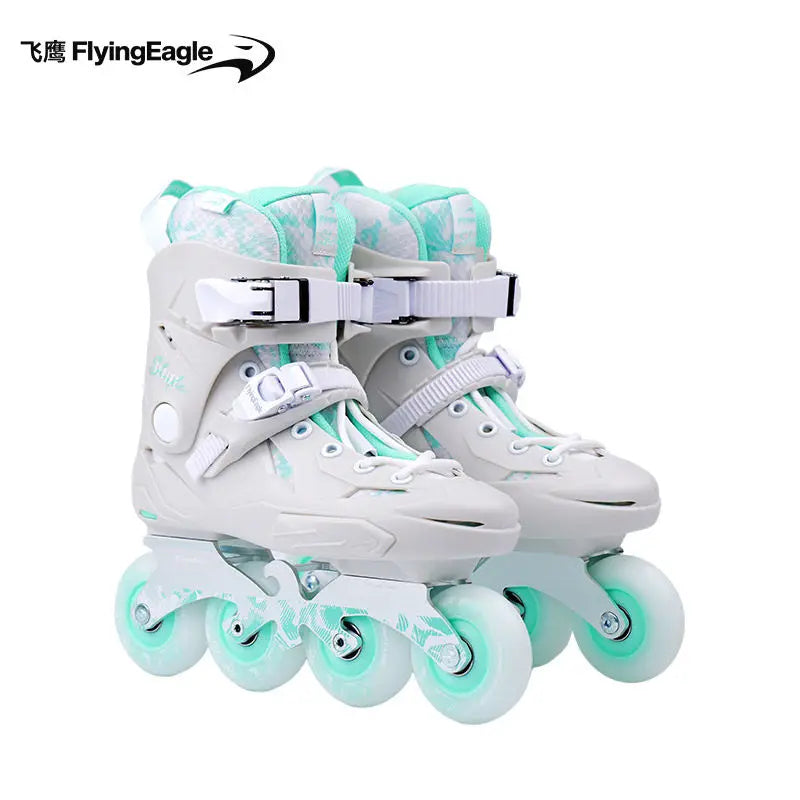 Patines en Línea FlyingEagle X3 Freestyle para Adultos, Principiantes y Profesionales, Patines de Slalom de 4 Ruedas Ajustables, Diseño Plano Banana