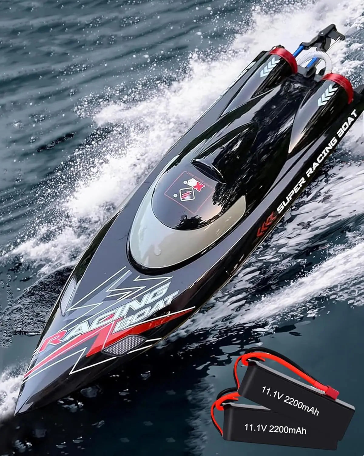 Large high-speed remote-controlled boat 31mph alloy tail kit RC brushless motor (25 inches) UDI022 3S/4S battery high-speed driv