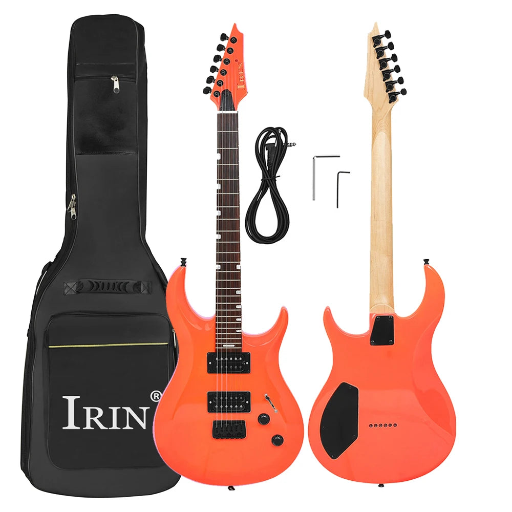 Nueva Guitarra eléctrica IRIN de 24 trastes, 6 cuerdas, cuerpo Oguman, mástil de arce, Guitarra eléctrica colorida con Cable de conexión de llave de bolsa