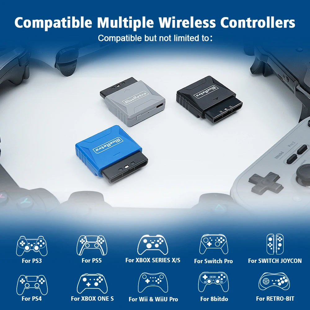 Adaptador receptor RetroScaler Mini Blueretro para PS1 PS One PS2 Compatible con controlador inalámbrico 8bitdo PS4 PS5 Xbox Series X