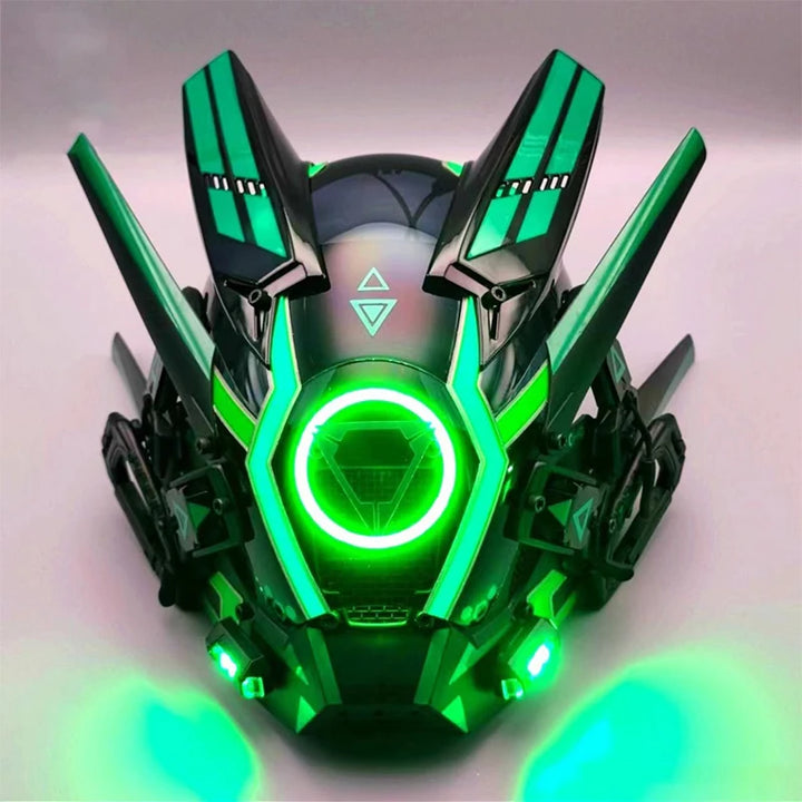 Máscara de casco nuevo Cyberpunk Samurai Robot Tech Shinobi especial Punk Techwear con luz Led máscara de Cosplay juguete niños regalo de Halloween ﻿