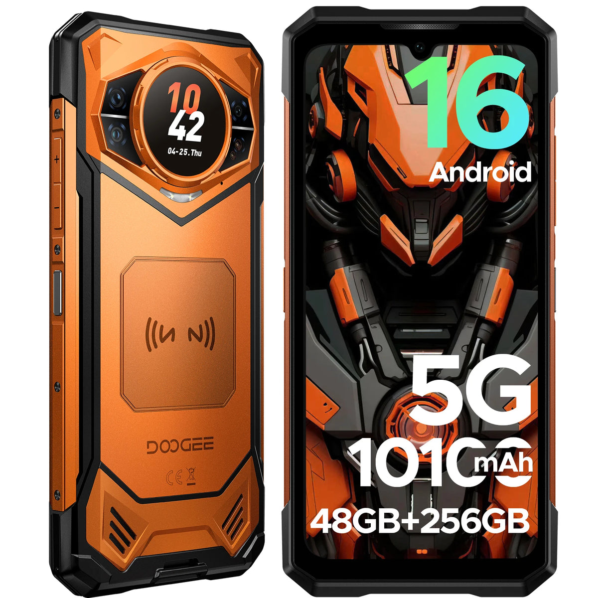 DOOGEE S200E AI Rugged Phone Android 16 1.32" AMOLED Rear Display 10100mAh Battery Dimensity 7050 48GB RAM(8+40) 256GB ROM NFC Google Pay Supports VIP Edition with Bone Conduction Running Headphones