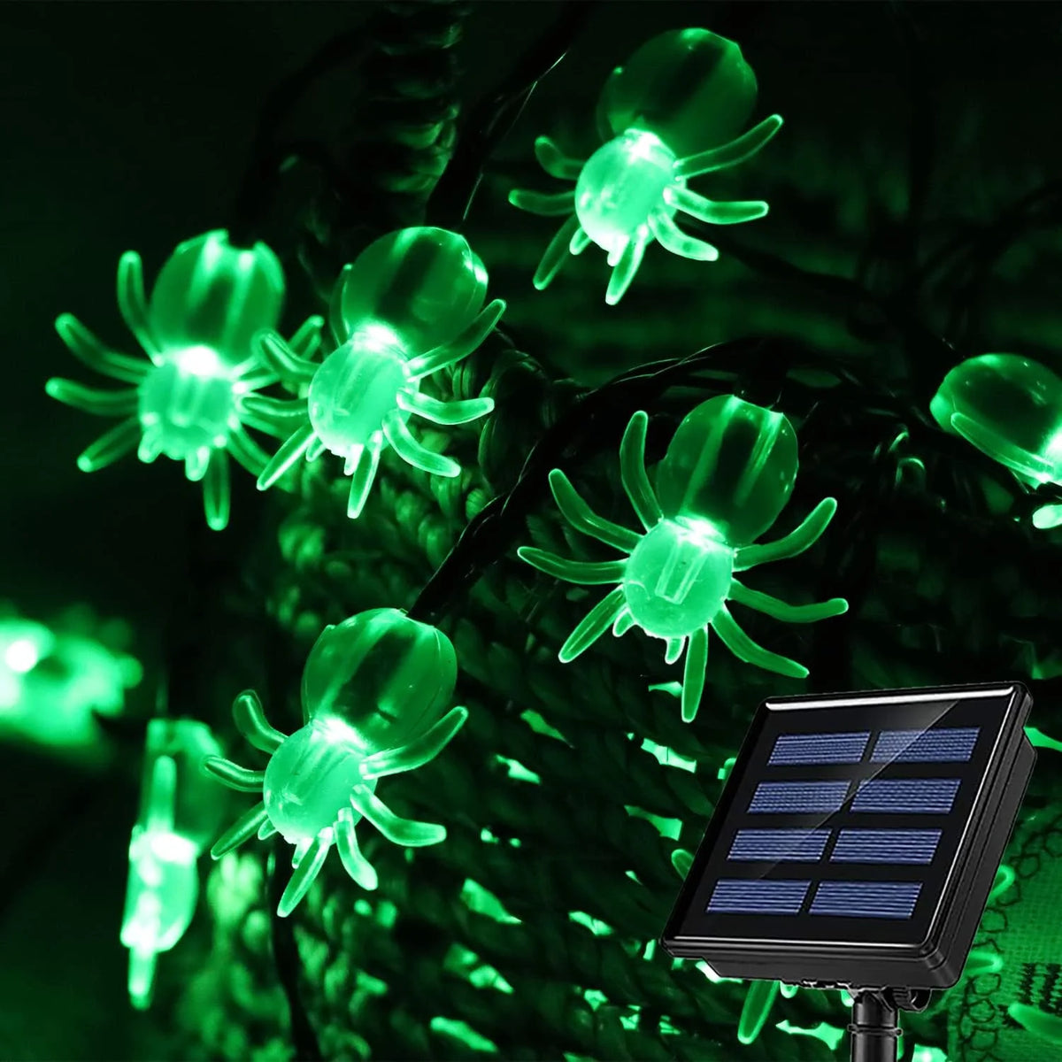 Guirnalda de luces LED para exteriores, araña de Halloween, 20/30 modos de iluminación, lámpara alimentada por energía Solar para el hogar, jardín, decoración de Halloween, 1 ud.
