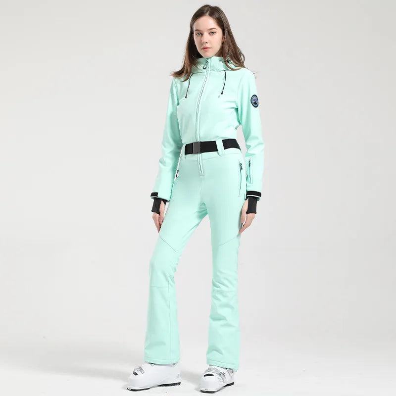 Mono de Esquí para Mujer Gsou Snow 2026, Ajustado, Cortavientos, Impermeable, Térmico, Profesional, para Esquí Alpino, de una Pieza